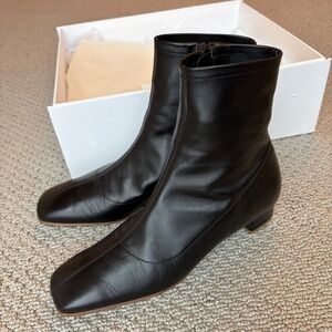 BY FAR Este Leather Bootie Ankle Boot 37 7.5 Black